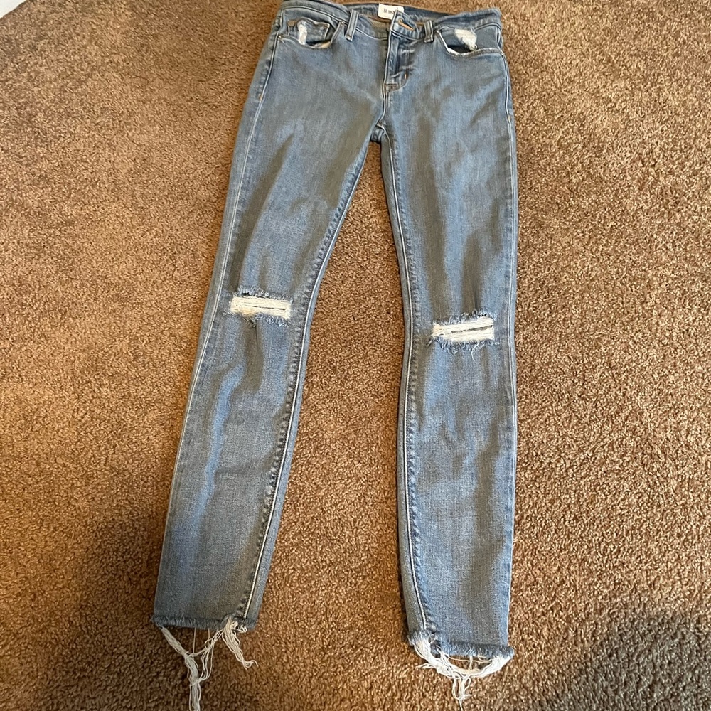 Hudson Jeans Blue Skinny Distressed Denim size 26 waist